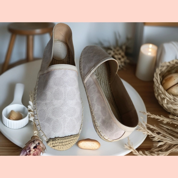 Coach Collins Coated Women's Cream Slip-on Espadrilles Size 10 - Picture 7 of 10